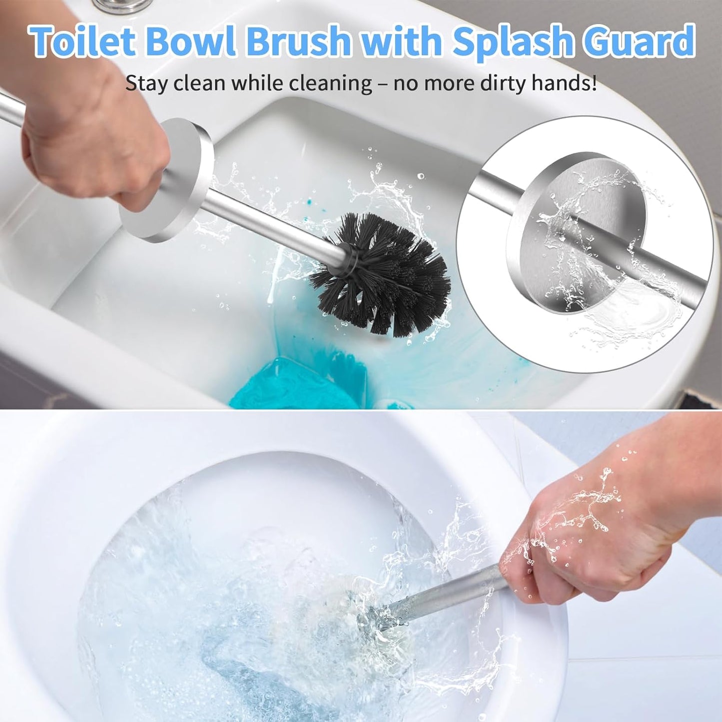 Stainless Steel Toilet Brush and Holder Set Oil Rubbed Matte Black Heavy Duty Toilet Bowl Brush with Long Handle for Bathroom and Farmhouse