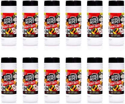 Hyper Wipes, 1 Pack Heavy Duty Hand & Tool Cleaning Wipes, 7"x12" Size Multi-Surface Cleaning Wipes, Degreasing, All Purpose Cleaner, Bathroom, Mechanic, Work Surface Wipes, 35 Count Canister