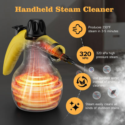 TICYACK Handheld Steam Cleaner, Steam Cleaner with 16 PCS Accessory & Safety Lock, 500ML Capacity, Multi-Surface Deep Cleaning for Home, Car, Bathroom, Grout, Floor, Window (White)