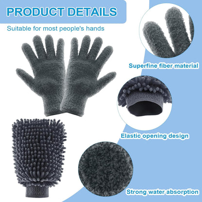 3 Pcs Microfiber Dusting Mitt Gloves Microfiber Plant Cleaning Gloves for Leaf Cleaning Plant Blinds Furniture House (Deep Pink)