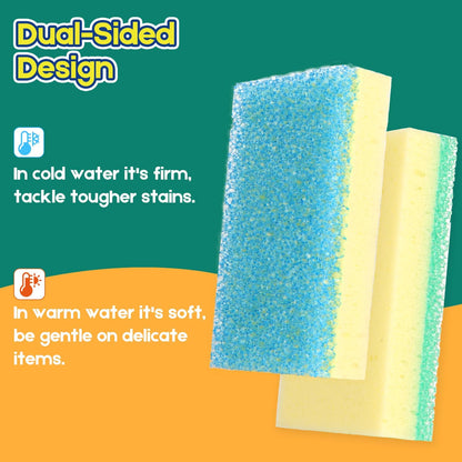 LAUNDRYLUX Scrub Sponge, Dual-Sided Temperature-Responsive Scrubber - Non-Scratch - Multipurpose Dish Sponges for Kitchens, Bathrooms, and Outdoor Use - 3 Pack