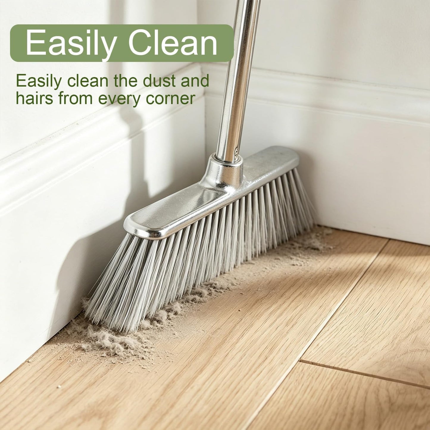 Indoor Soft Bristles Broom and Dustpan Angle Sweeping Dustpan and Broom with Long Handle for Kitchen Hardwood Floor Cleaning (Broom and Dustpan)