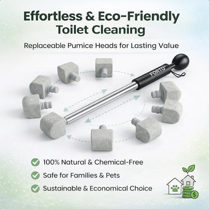 8-Pack Pumice Stone Toilet Cleaner with Long Handle - Hard Water & Limescale Remover, Non-Scratch Multi-Surface Scrubber, Disposable Refill Heads for Bathroom & Kitchen