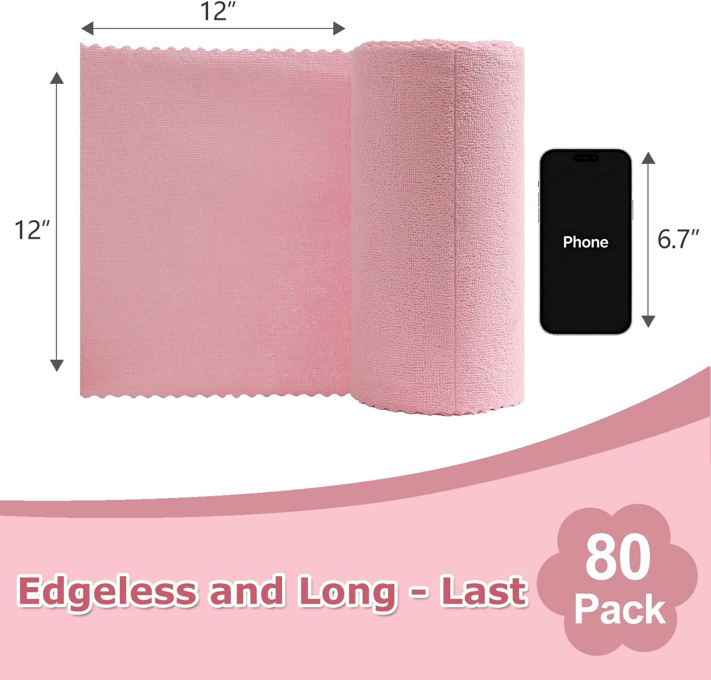 80 Pack Microfiber Cleaning Cloth Roll Reusable Paper Towels 12"x12" Tear Away Cloth, Microfiber Towels for Cars, Wash Cloths, Lint Free Dark Grey Rags for House, Kitchen,Window,Cleaning Supplies