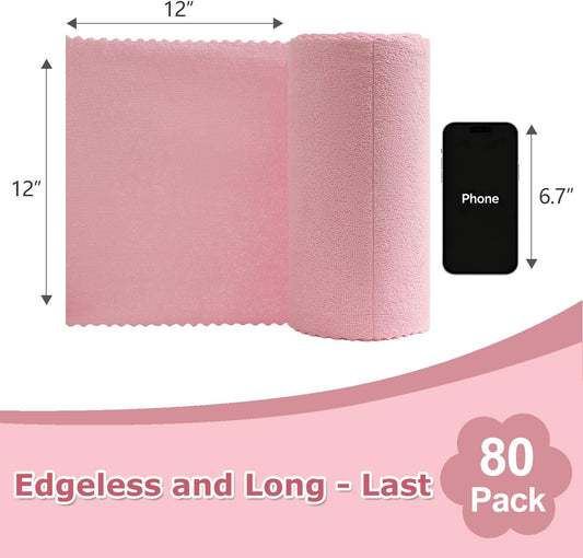 80 Pack Microfiber Cleaning Cloth Roll Reusable Paper Towels 12"x12" Tear Away Cloth, Microfiber Towels for Cars, Wash Cloths, Lint Free Dark Grey Rags for House, Kitchen,Window,Cleaning Supplies