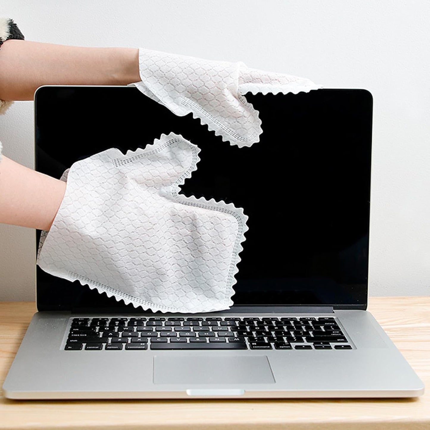 60 Pieces White Microfiber Dusting Gloves – Artisan Dusting Mitt, Dual-Sided Disposable, Grabs and Locks in Dust & Pet Hair, Replaces Dust Wipes & Feather Dusters, Safe for Sensitive Surfaces