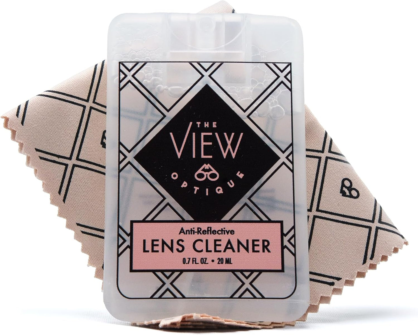 Anti-Reflective Safe lens Cleaner Spray Kit – (1) 0.7oz Glasses Cleaner Spray, (1) Microfiber Cloth for Eyeglasses, Sunglasses, Lenses, Screens and Camera Cleaning Kit (2 Piece Set)