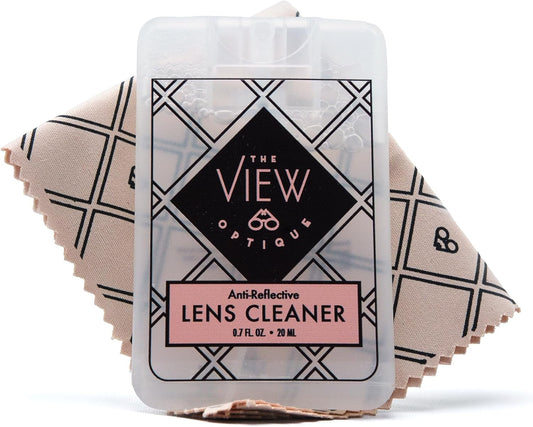 Anti-Reflective Safe lens Cleaner Spray Kit – (1) 0.7oz Glasses Cleaner Spray, (1) Microfiber Cloth for Eyeglasses, Sunglasses, Lenses, Screens and Camera Cleaning Kit (2 Piece Set)