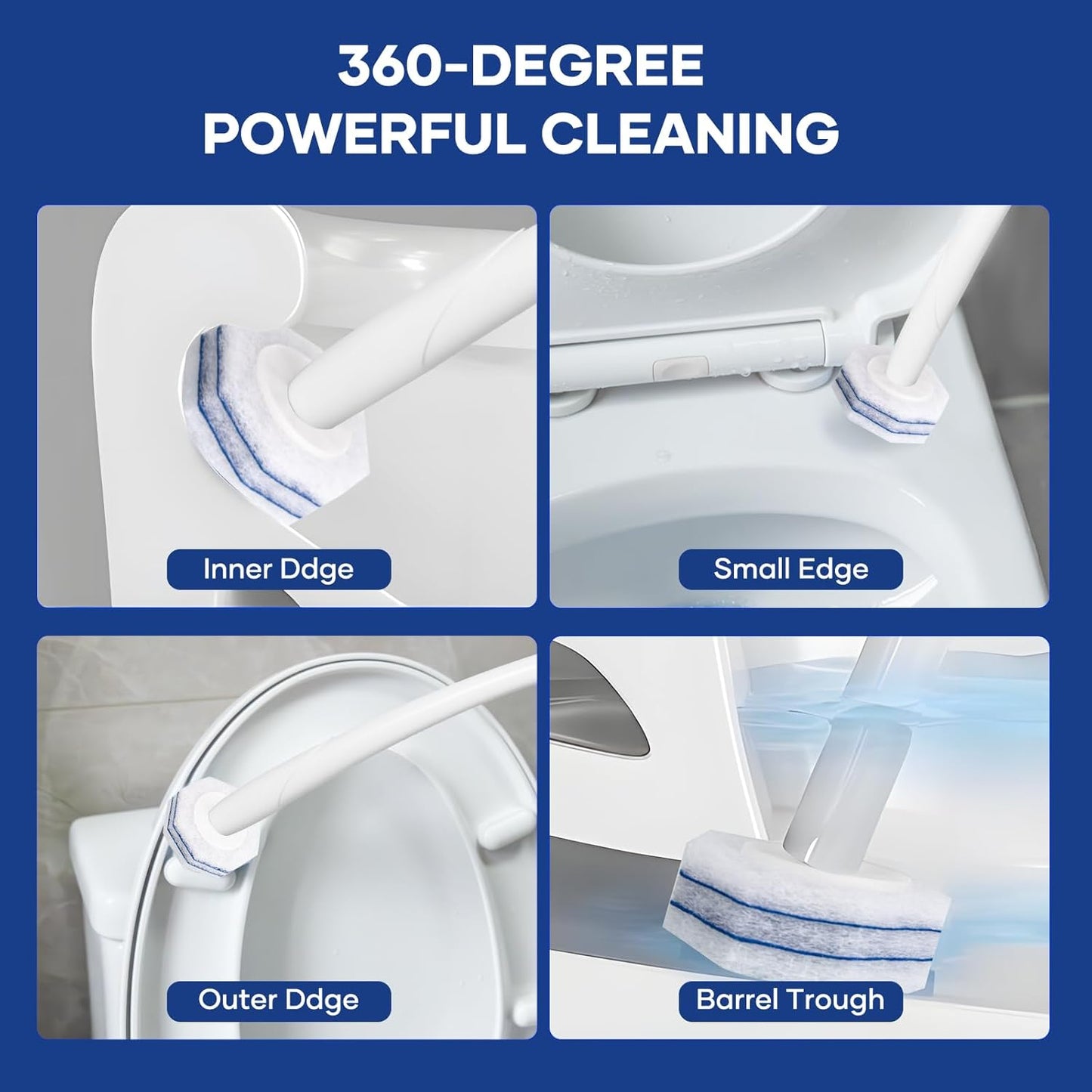30 Toilet Bowal Wand Refills Fits for Clorox Toilet Brush Wand, Upgrade 3-Layer Disposable Bowl Cleaner Refills for Bathroom Cleaning, 3X Cleaning Power, No Falling Apart