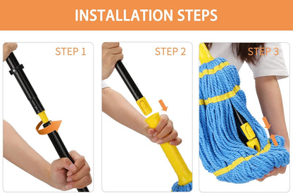 KeFanta Self-Wringing Twist Mop for Floor Cleaning, Long Handled Microfiber Floor Mop with Top Scouring Pad for Kitchen, Hardwood, Restaurant, Bathroom, Garages, Warehouses, Office,57-inch