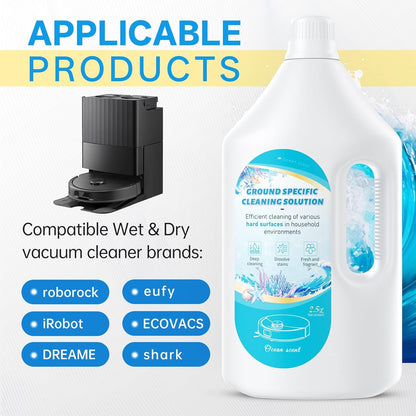 Nukisa 1L Sweet Orange Floor Cleaning Solution Compatible with Roborock&Eufy&iRobot&Ecovacs&Dreame&Shark, Fragrance Deodorization, Deep Cleans for Multiple Hard Floors, Suitable With All Robot Vacuum
