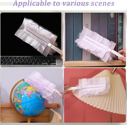 30 Pack Duster Refills Compatible with Swiffer Duster, Heavy Duty Multi Surface Duster Replacement with 1 Extra Handle for Cleaning Furniture, Blinds, Ceiling Fans and Car