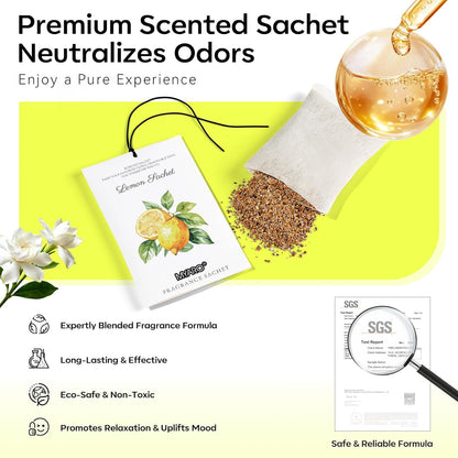 MYARO 12 Pack Fresh Linen Scented Sachets for Drawer, Closet & Car Air Freshener Bags | Odor Eliminator & Fabric Refresher | Crisp, Clean Home Fragrance Gift Set
