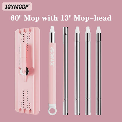JOYMOOP Flat Mops, Microfiber Mop for Floor Cleaning and Wall Cleaner, 50" Mop Handle with Flexible 13" Flat Head with a Microfiber Mop Pad - White