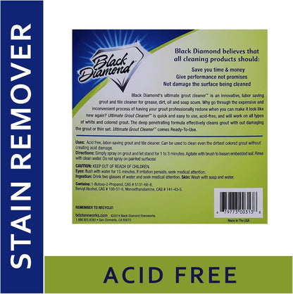 Black Diamond Ultimate Grout Cleaner: Best Cleaner for Tile,Ceramic,Porcelain, Marble Acid-Free Safe Deep Cleaner & Stain Remover for Even The Dirtiest Grout. (1-Quart/1-Brush)
