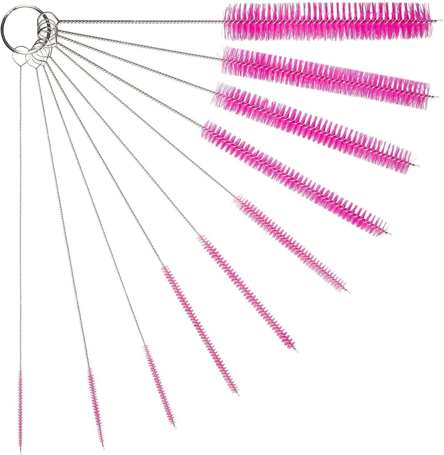 10" Tube Cleaning Brush Set, 5 Pack Large, Extra Long Nylon Straw Brushes with Flexible Handles for Bottles, Cleaning Straws, Pipe Cleaners, Keyboard, Glass, Guns, Detailing and Deep Cleaning, Black