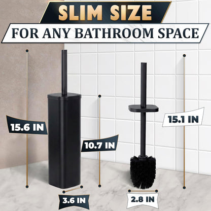 Stylish Stainless Steel Toilet Brush and Holder Set - Silver Toilet Bowl Brush and Holder with Splash Cover, Sturdy Bristles, Corrosion & Scratch Resistant - Elegant Design, Effective Deep Cleaning