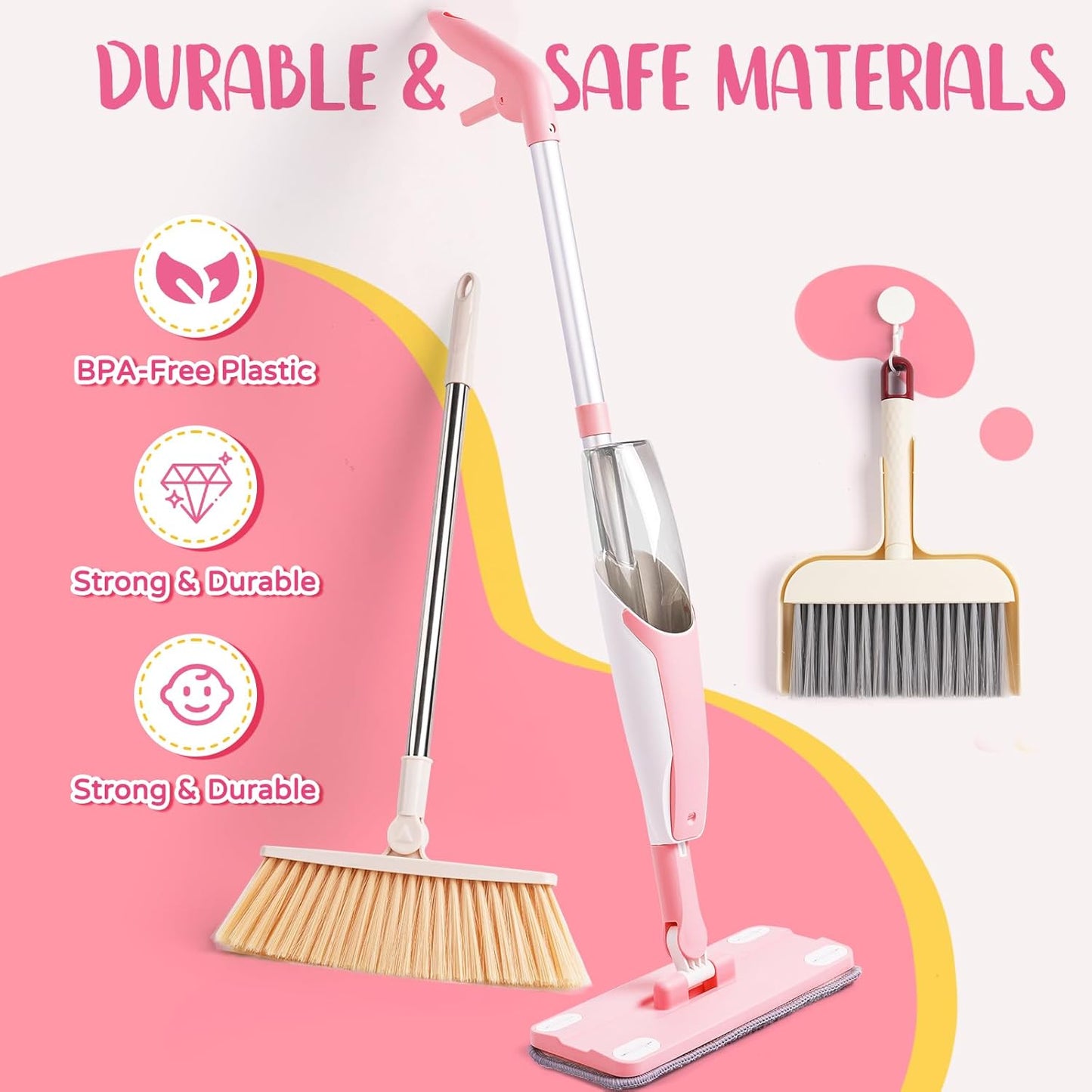 Toddler Spray Mop-Montessori Toys Mini Size Cleaning Mini Mop that Really Spray -Kid Pretend Play Toys Gift for Toddlers Girls Boys
