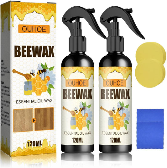 Natural Beeswax Care Spray & Restorer, Beeswax Wood Polish for Floors and Furniture, Natural Micro-Molecular Spray – Multi-Purpose（2 Bottles）