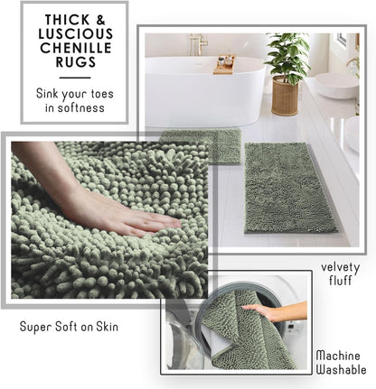 Clara Clark Bathroom Set - Sage Green Bathroom Accessories Set, 6PC Bathroom Accessory Set, Bathroom Sets with Toilet Brush, Trash Can & Soap Dispenser