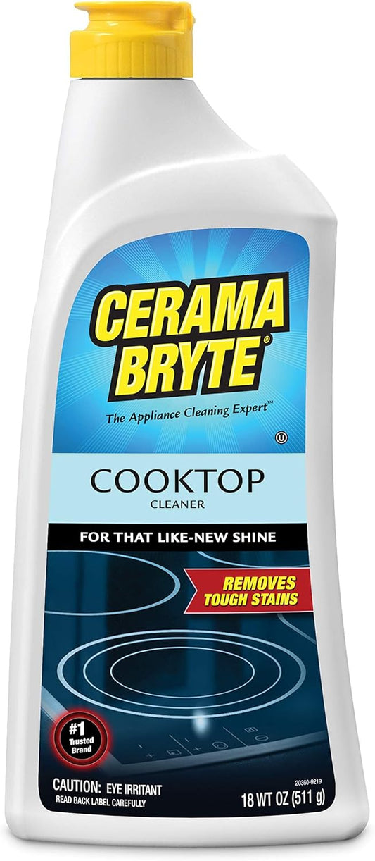 Cerama Bryte Removes Tough Stains Cooktop and Stove Top Cleaner for Glass - Ceramic Surfaces, 18 Ounces, 2 Pack