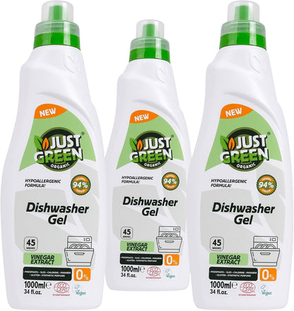 Dishwasher Detergent Gel, Plant-Based Dishwashing Liquid, Non-Toxic, Hypoallergenic, EcoCert Certified, Vegan, Streak-Free Clean, 45 Washes, 33.8 fl oz (1000 ml)