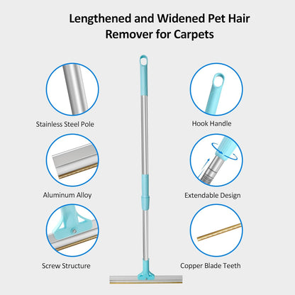 Carpet Rake for Pet Hair Removal 3-Section Dog Hair Remover Broom for Couch, Rug Fluffer for Matted Carpet, Reusable Tool for Furniture, Stairs & Car Interiors