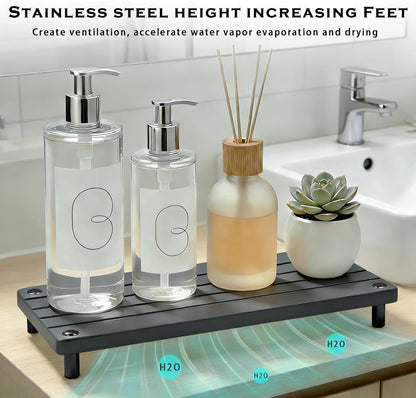 Instant Dry Sink Tray, Anti-Slip Stone Sink Caddy, Durable Kitchen Sink Organizer, Quick Dry Water Absorbing Stone Tray for Bathroom Counter, Stone Soap Tray -Dark Gray