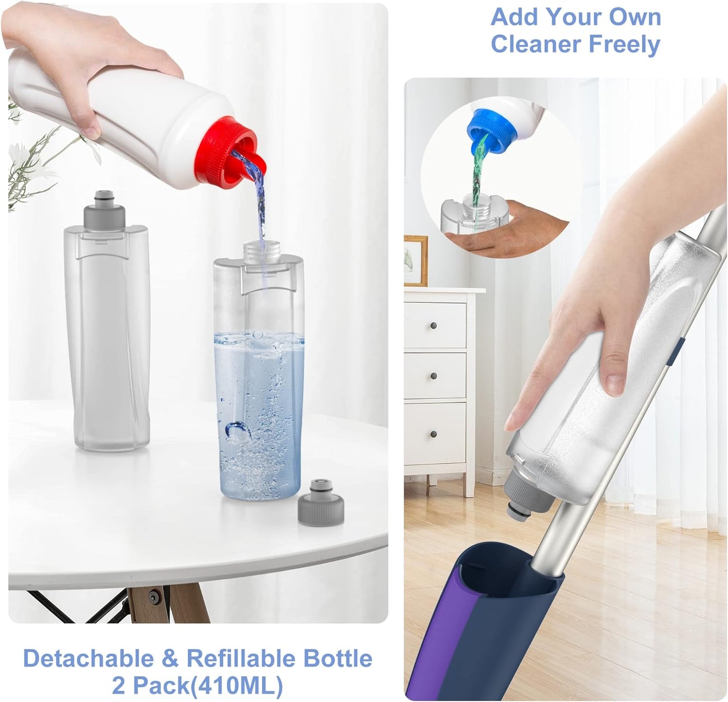 Spray Mops for Floor Cleaning: MEXERRIS Wet Mop with 3 Washable Pads for Swiffer Powermop - Floor Mop with Refillable Bottle - Home Commercial Dust Mops for Hardwood Laminate Ceramic Tiles