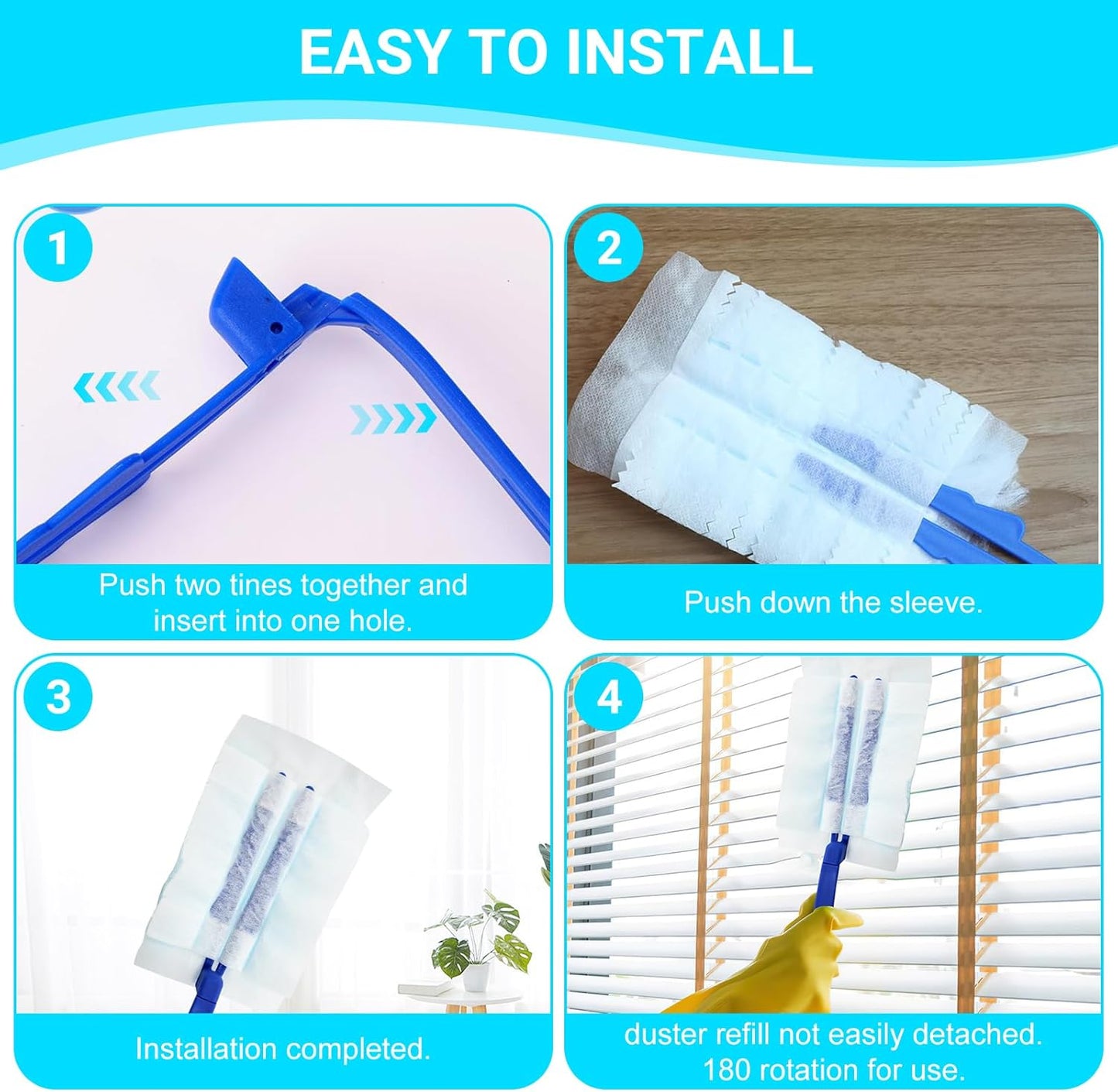 20 Count Feather Dusters Refill for Cleaning, 180 Degree Heavy Duty Duster Replacement Head for Swiffer Duster,Dusting Furniture, Blinds, Ceiling Fans, Helps Remove Allergens