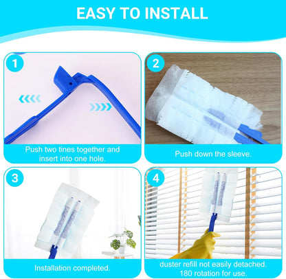 20 Count Feather Dusters Refill for Cleaning, 180 Degree Heavy Duty Duster Replacement Head for Swiffer Duster,Dusting Furniture, Blinds, Ceiling Fans, Helps Remove Allergens