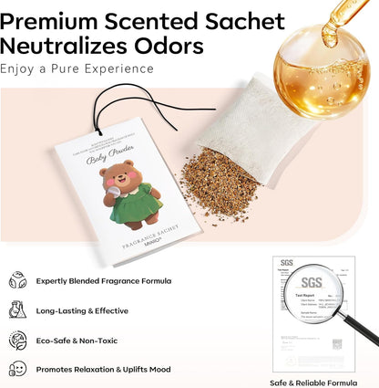 MYARO 12 Pack Fresh Linen Scented Sachets for Drawer, Closet & Car Air Freshener Bags | Odor Eliminator & Fabric Refresher | Crisp, Clean Home Fragrance Gift Set