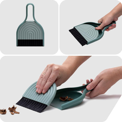Peleg Design Dustache Small Dustpan and Brush Set, Mini Broom and Dustpan Set, Mustache Design, Small Broom and Dustpan Set, for Home & On-The-Go