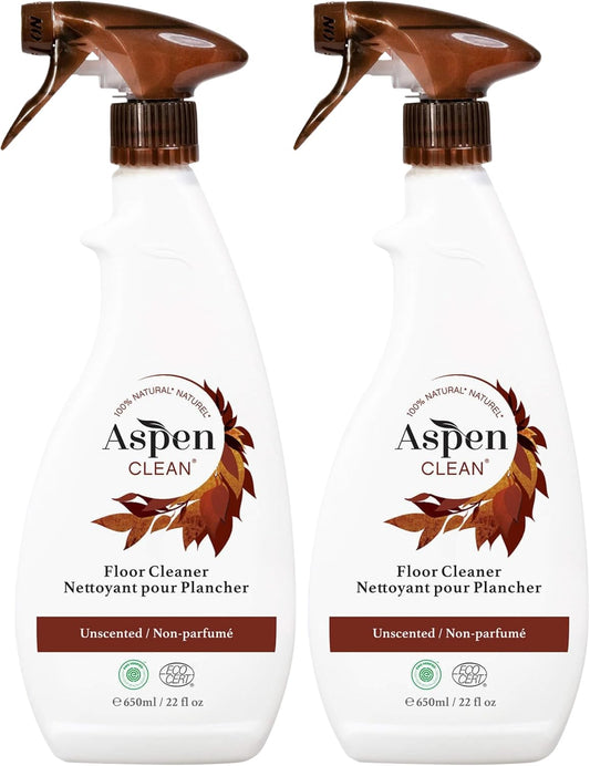 AspenClean Floor Cleaner | Eco-Friendly Spray Cleaner for Hardwood, Laminate, Stone & Ceramic | Non-Toxic | Made with Natural Ingredients | EWG Verified | Pack of 2 | 22 oz
