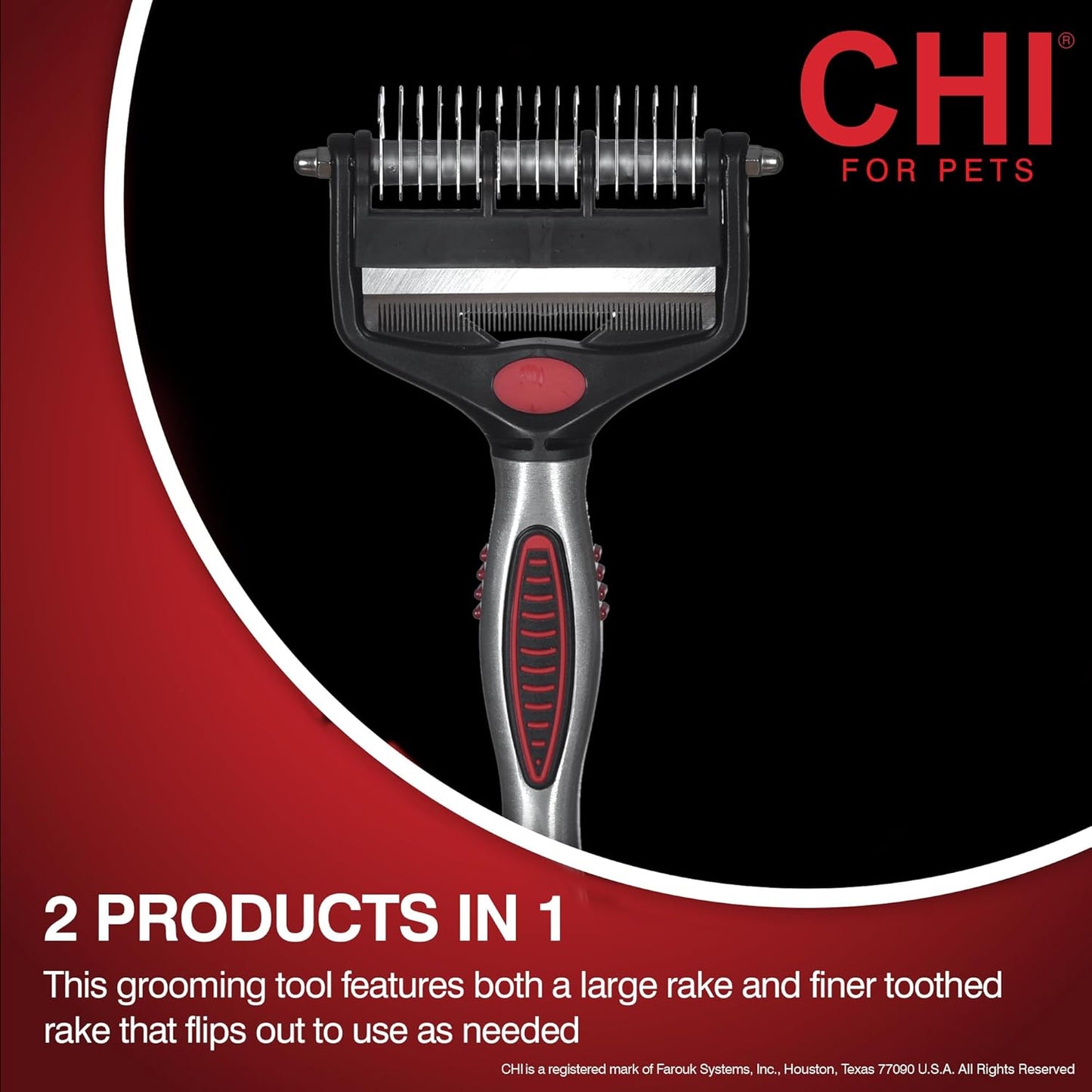 CHI for Dogs Rubber Fur Accumulator Brush, Dog Grooming Tool for Removing Loose Hair and Lint from Coats Furniture Clothing and Car Seats, Flexible Rubber Bristles, Easy Clean Grooming Brush