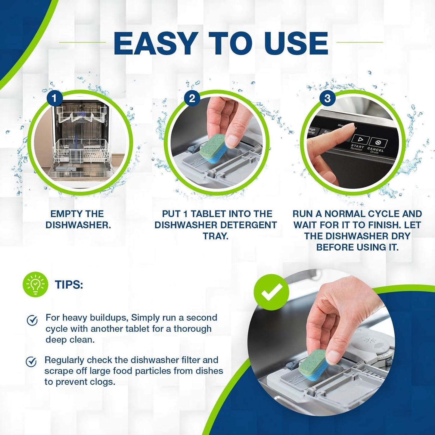 Washing Machine & Dishwasher Cleaner Tablets - 48-Pack Bundle Compatible with Front Loader Top Loader & He Machines and all Dishwashers Removes Buildup Lime Scales and residues - Septic Safe