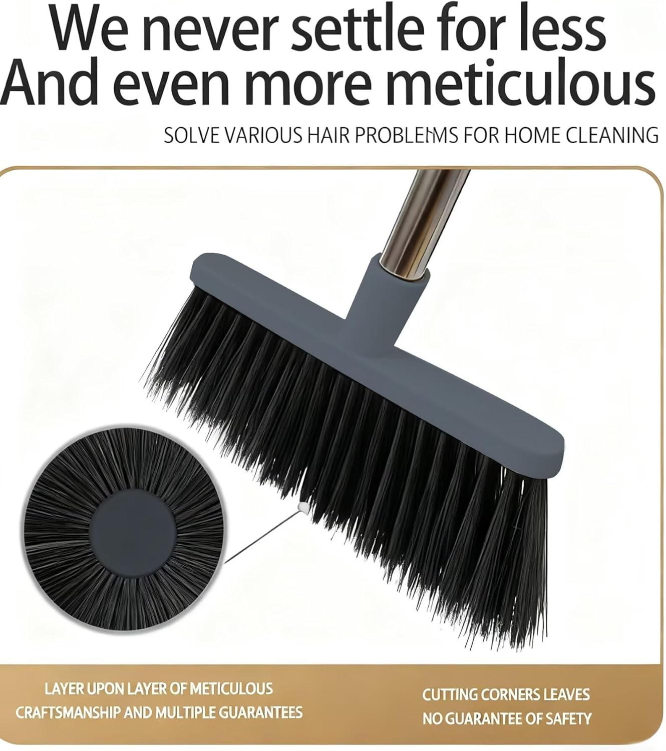 Broom and Dustpan Set with Long Handle - Upright Dustpan & 3 Rows Dense Bristles, Ideal for Home, Office, Kitchen, Lobby, Shop, All-Purpose Indoor & Outdoor Sweeping,Gray&Yellow