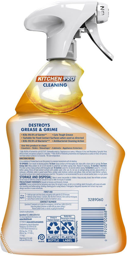 Lysol Kitchen Pro Antibacterial Cleaner Trigger, 22 Fl Oz (Pack of 2)