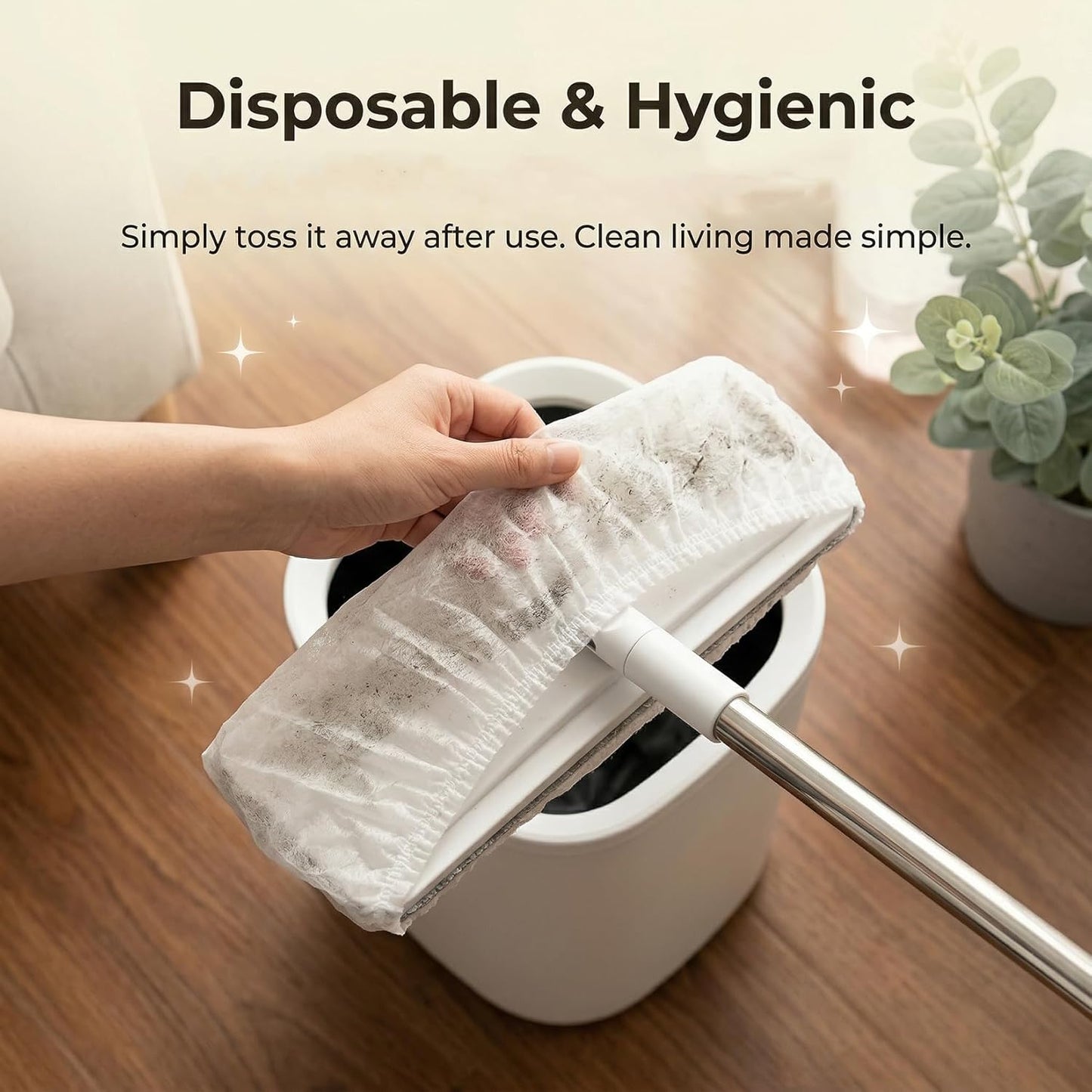 RAINFLOW Disposable Broom Cover Dust Wipes - 100PC Non-Woven Floor Cleaning Covers with Double Elastic Fit for Pet Hair Removal Broom, Sweep Mop, Household Cleaning Tools