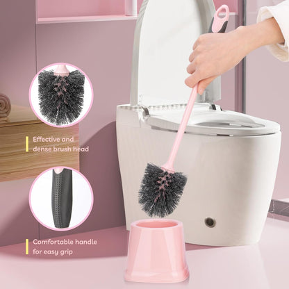 CALBEAU Toilet Brush, 2 Pack Toilet Scrubber Brush and Holder Set Bathroom Accessories, 14 Pcs Bathroom Cleaning Kit, Pink Toilet Bowl Brush and Holder with 5 Brush for Bathroom Bathtub Washbasin