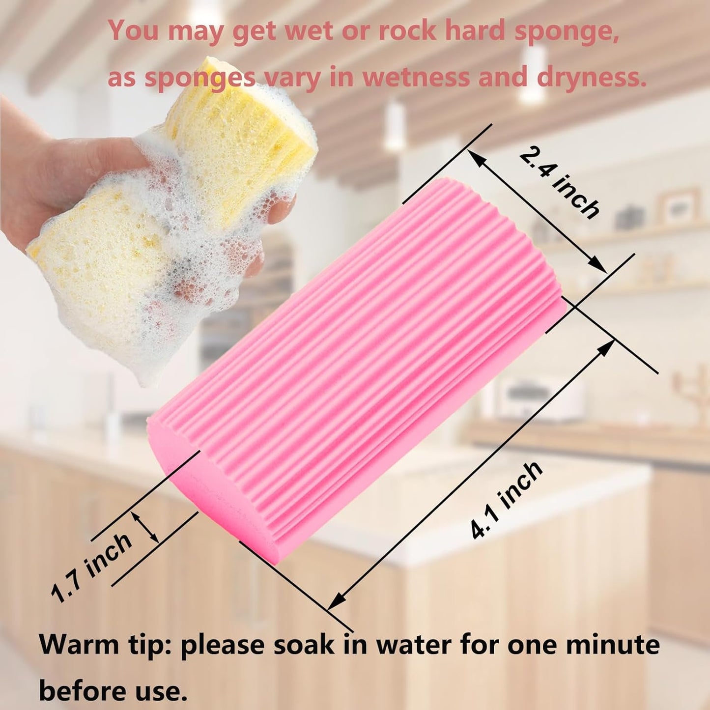 6-Pack Damp Clean Duster Sponge,Magic Sponge Eraser for Housekeeping,Reusable Cleaning Sponge for Blinds,Vents,Mirrors,Glass, Baseboards,Window Track Grooves and Railings (Green)