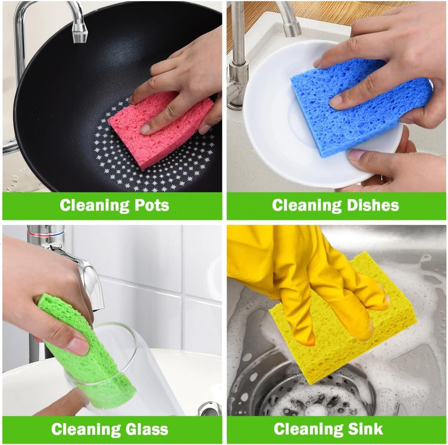YoleShy 48 Pack Sponges Kitchen Natural Compressed Cellulose Sponges Durable Dish Sponge for Cleaning & DIY Reusable