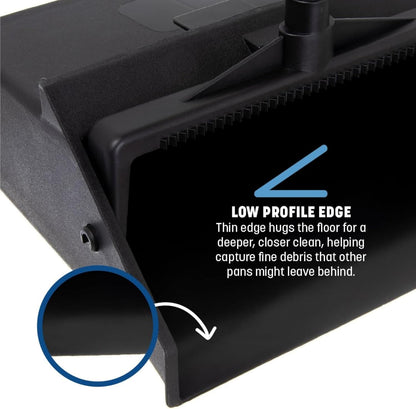 Carlisle FoodService Products Duo-Pan Upright Dust Pan and Broom Set, Essential Cleaning Tools for Home and Commercial Use, 36" Handle, 1 Count, Black
