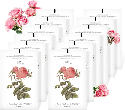 MYARO 12 Pack Fresh Linen Scented Sachets for Drawer, Closet & Car Air Freshener Bags | Odor Eliminator & Fabric Refresher | Crisp, Clean Home Fragrance Gift Set