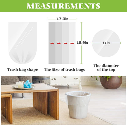 2.6 Gallon 330 Counts Strong Trash Bags Garbage Bags by Teivio, Bathroom Trash Can Bin Liners, Small Plastic Bags for home office kitchen (Clear)