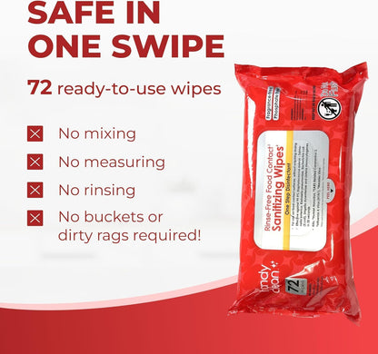 HandyClean Rinse-Free Food Contact Sanitizing Wipes Pouch, Multi Surface Cleaning Supplies for Kitchen and Professional Setting - 1 pack, 71 count