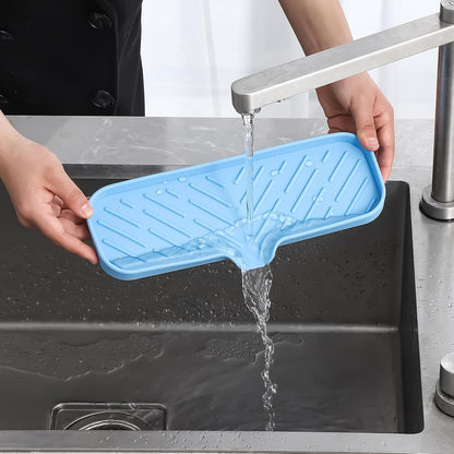 MicoYang Silicone Bathroom Soap Dishes with Drain Spout-Bathroom and Kitchen Sink Organizer,Sponge Holder,Dish Soap Tray,Perfect for Dispenser,Scrubber,Bottle,Cup on Sink or Counter-Black 4.9"×3.2"