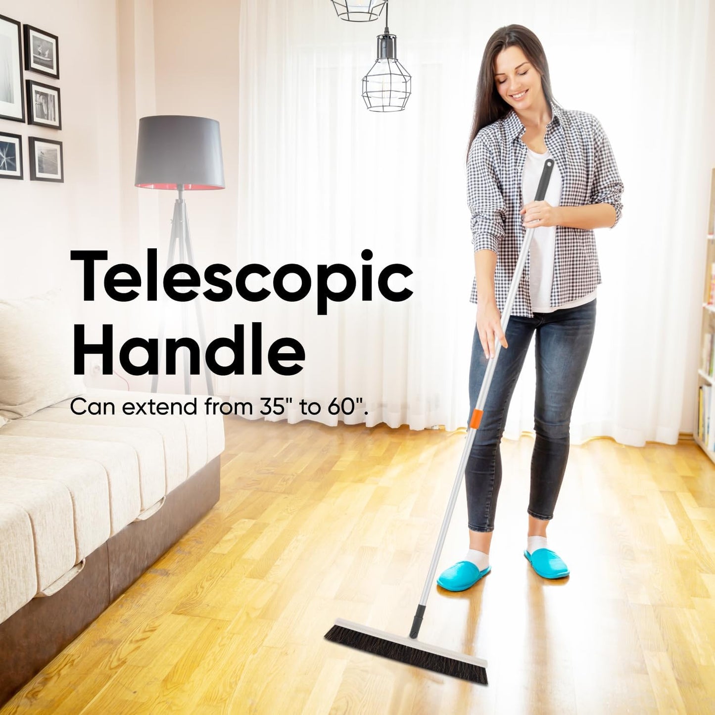 Superio 16"" Slim Silicone Salon Broom - Carpet Rake for Liquid, Human Hair, and Pet Hair, and Fur Space Saving and Easy to Wash, 12811274