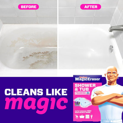 Mr. Clean Magic Eraser Sponge, Bathroom Cleaner, Shower Cleaner, Tub Cleaner, Soap Scum Remover, Bathroom Cleaning Supplies, Dawn Cleaning Power with Febreze Lavender Scent, 5ct