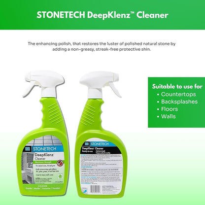Cleaner Spray Bottle for Stonetech Deepklenz - Removes Dirt, Grime, Grease, Oil & Food Stains - Cleans Natural Stone, Tile & Grout Surfaces - Maximum Strength Multi-Surface Cleaner for Home - 24 oz
